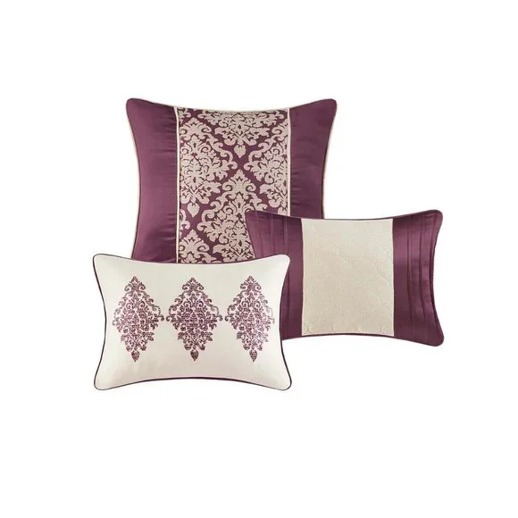 KING Madison Park Plum Luciana 7-piece Comforter Set with Coordinating Pillows